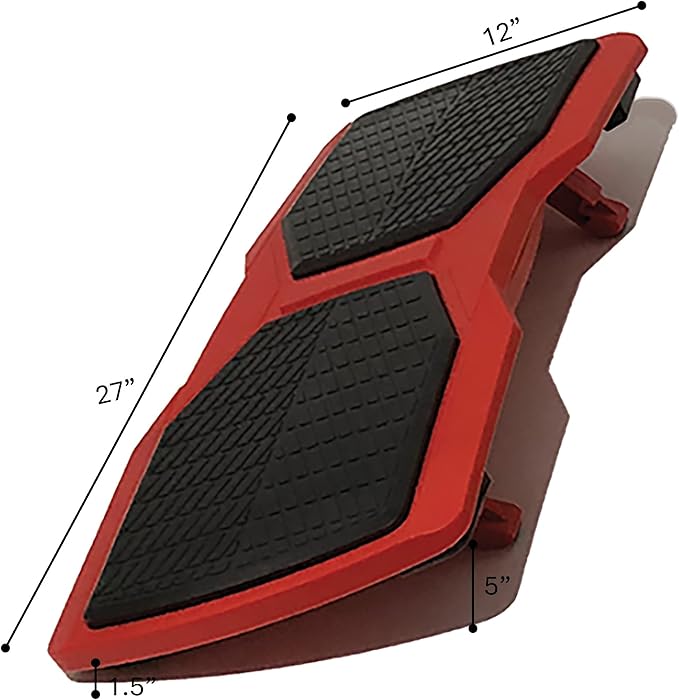 We're it Under Desk Ergonomic Footrest - Dual-Function Balance Board for Office Chairs, Anti-Fatigue Foot Support, 27"x12", Red