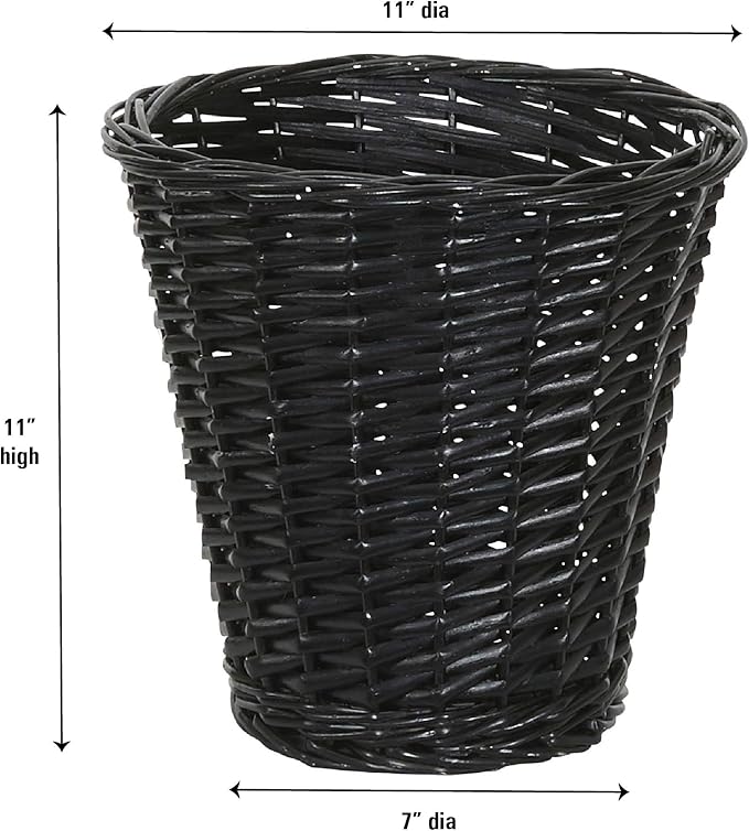 Household Essentials Black Small Willow Wicker Waste Basket