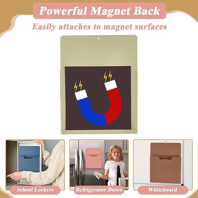 gisgfim 8 Pcs Magnetic Wall File Organizer Magnetic File Paper Holder Hanging Refrigerator Magazine Mail Holder for Planners Letters Documents Whiteboard Classroom Office Home (Boho,10 x 13 Inch)