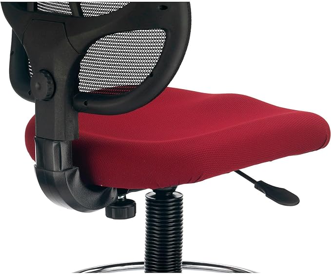 Global Industrial Armless Mesh Drafting Stool, Fabric, Red, Mid Back
