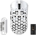 ATTACK SHARK R5 Ultra Wireless Gaming Mouse,39g Superlight Carbon Fiber Hollowed-Out,PAW3950MAX Optical Sensor Nordic 52840 MCU 8K Polling 42K DPI,BT/2.4G/USB-C Mice with Coiled Cable for PC/Mac-White