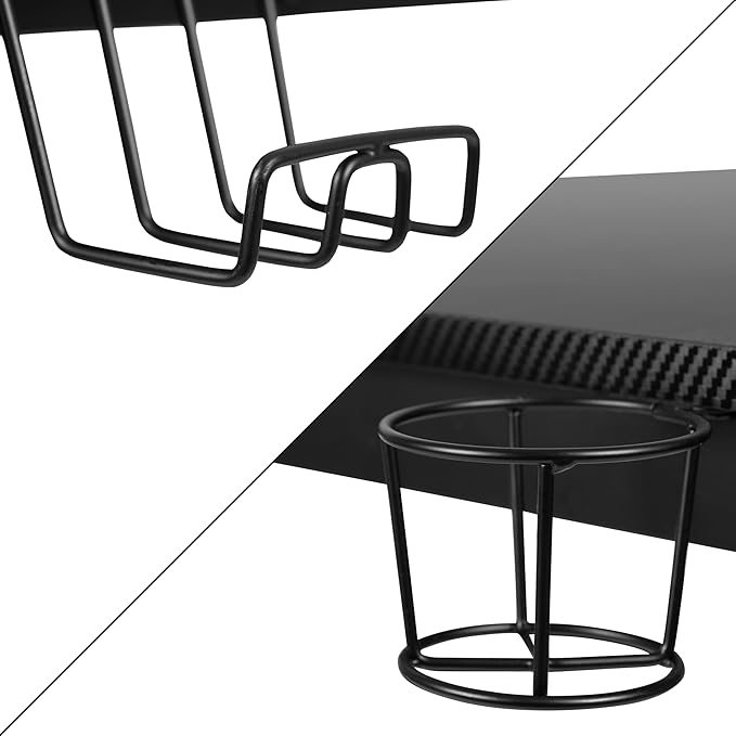Flash Furniture Optis Black Gaming Desk and Pink/Black Racing Chair Set with Cup Holder, Headphone Hook & 2 Wire Management Holes