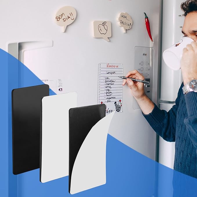 Magnetic Strips with Adhesive Backing, Strong Magnetic Tape Flat Rubber Magnet Strip, Sticky Magnet Strips for Most Surfaces, Refrigerator Whiteboard Dry Erase Board (80 x 45 x 2 mm, 5 pcs)