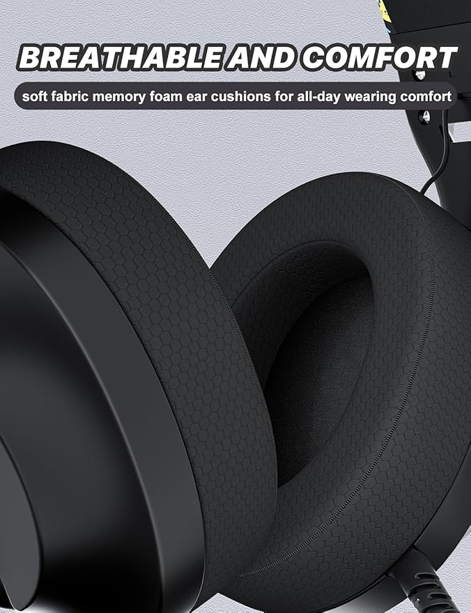 WIRWTRU S30 Gaming Headset with Microphone,198g Lightweight Design, Wired Gaming Headphones for Xbox, Xbox Series X|S, PS5, PS4, Switch, PC, Noise Cancelling Mic, Soft Earmuffs (Graffiti)