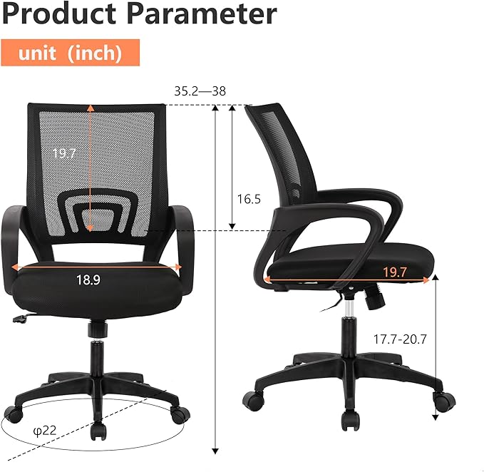 PayLessHere Home Office Chair Desk Computer Chair Adjustable Ergonomic Chair Lumbar Support Armrest Executive with High Density Mesh 360 Degree Swivel Chair for Adults Chair (Pack of 3, Black)