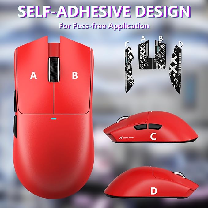 MAMBASNAKE Attack Shark X11SE Lightweight Wireless Gaming Mouse, Tri-Mode 2.4G/USB-C Wired/BT, 22K DPI, PAW3311 Optical Sensor, 59g, 5 Programmable Buttons, 300mAh Battery for PC/Mac(Red-Griptape)