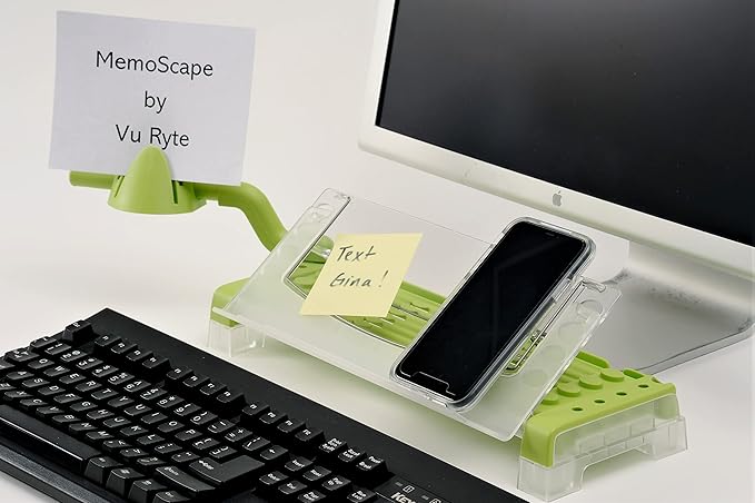 MemoScape Adjustable in-Line Document Holder for Typing | Reduce Neck Strain, Improve Focus, Boost Desk Organization/Workflow | Paper Holder Stand for Desk or Home Office - Avocado Green (VUR 3080)