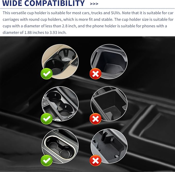 1 PC Mobile Phone Mount, Adjustable Cup Holder, Multifunctional Beverage Can Holder, Shockproof Automotive Kit, Non-Slip Vehicle Decoration, Universal for Most Cars, Trucks, SUVs (Black)