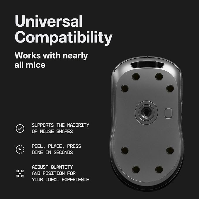Wallhack PTFE Dot Silent Mouse Skates | Premium Universal Skates for Gaming Mice | Ultra-Smooth Glide on Cloth & Glass Pads | Customize Speed & Control | Fast, Easy to Apply | Black 7mm x 7mm
