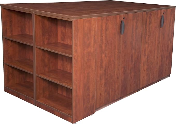 Regency Legacy Stand Up Lateral File/ 3 Storage Cabinet Quad with Bookcase End- Cherry