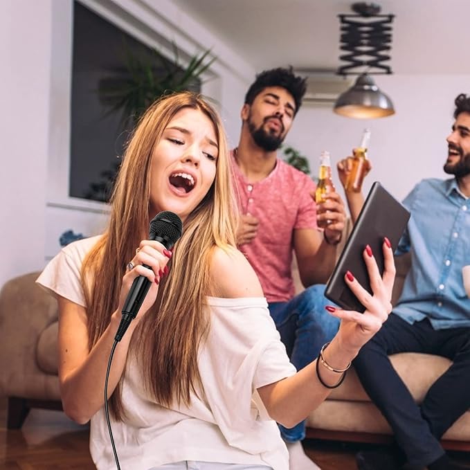 Shinco Handheld Mic, Cardioid Vocal Dynamic Microphone with 13ft Cable and ON/Off Switch, Plug-in Microphone for Karaoke Singing Machine, AMP, and Speaker