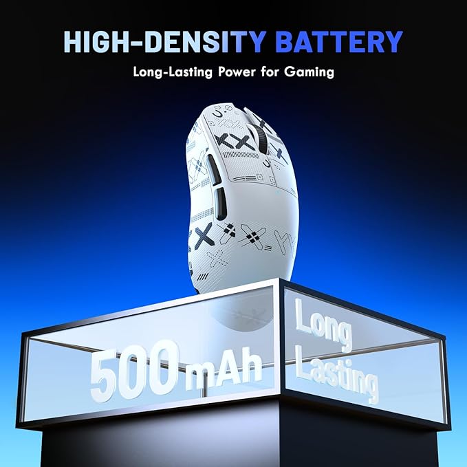 MAGIC-REFINER X2 Superlight Wireless Gaming Mouse,BK3633 Tri-Mode BT/2.4G Wireless/Wired Mouse with Grip Tape,25000DPI,1000Hz Polling Rate,500mAh,Large Size,5 Programmable Buttons for Pc/Mac,White PRO
