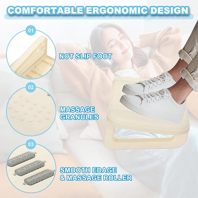PATIKIL Foot Rest Non-Swingable Stools Leg Rest Footrest for Under Desk at Work Under Office Desk Chair Computer Gaming Promote Leg Circulation, White/Gray