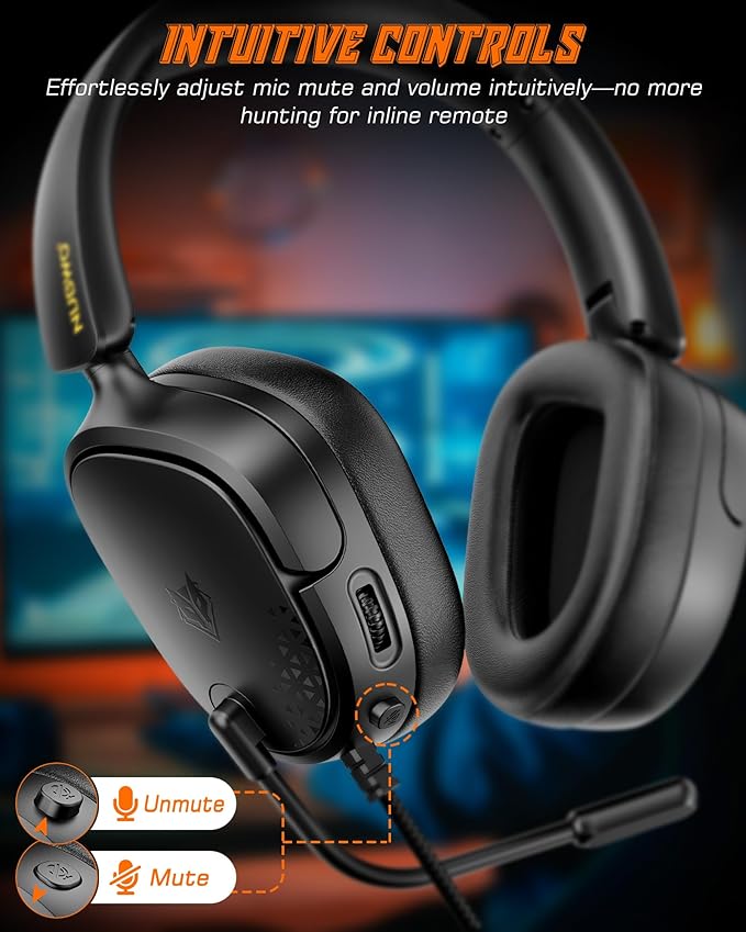 NUBWO HG04L Gaming Headset for PS5/PS4, Xbox Series X|S/Xbox One, Switch – 250g Lightweight, Clear Unidirectional Mic, Soft Memory Earmuffs, 3.5mm Jack for Gaming & Work - Black