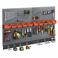 Peg Board Wall Organizer, Metal Pegboard Organizer Kit, 4 Metal Pegboard Panels(12"x24") with 64 Accessories, Wall Mount Large Peg Board Kit with Hooks, Bins for Garage, Workbench, Home