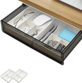 SVNNELP Large Under Desk Table Drawer Storage Organizer, Slide Out Drawer with 2 Desk Divider,Pencil Storage Self-Adhesive Tray Under Table (L/Clear Black+White)