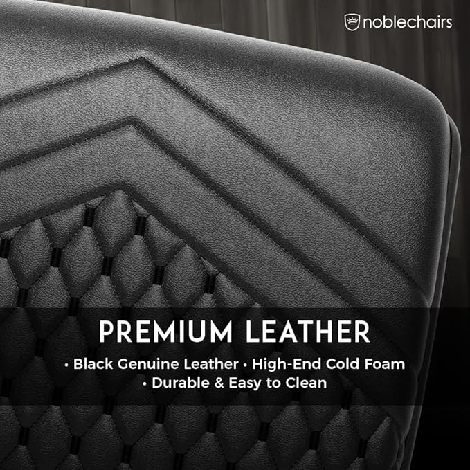noblechairs Footrest V2.0, Real Leather, 45-Degree Tilt, Premium Materials, Leather Cover, Black