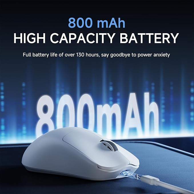 EWEAND X23 Pro Gaming Mouse, Tri-Mode 2.4G/USB-C/BT 5.4 Wireless Mouse, PAW3311 Sensor, 12000 DPI, 59g Lightweight, 1ms Response, Anti-Slip Grip Tape Included Computer Mouse for Laptop/PC/Mac-White