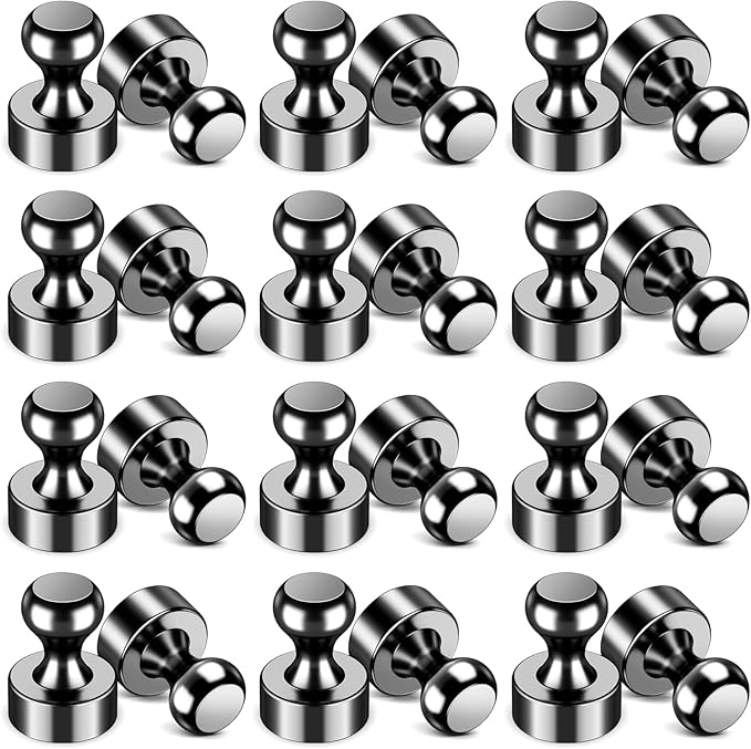 24 Pcs Fridge Magnets, Refrigerator Magnets, Small Strong Magnets, Whiteboard Magnets for Fridge, Magnetic Push Pins for Locker, Kitchen Decor and Accessories, Office, Classroom Organization