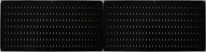 Wall Control Pegboard Rack Horizontal Metal Pegboard Garage Tool Storage Pack - Two 32-Inch Wide x 16-Inch Tall Easy To Install Peg Boards (Black)