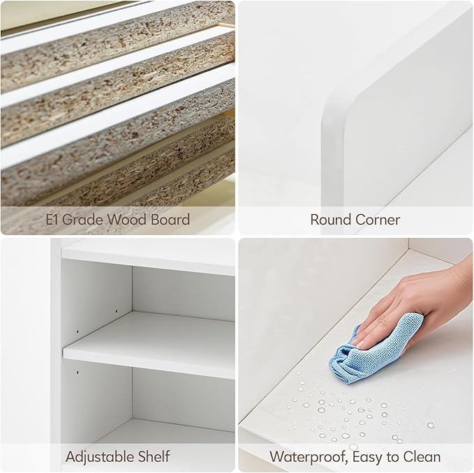 TUKAILAi Desktop Bookshelf Organizer, Countertop Storage Hutch with 7 Shelves for Desk, Dorm Desk Hutch Wood Display Rack for Home Office (White)