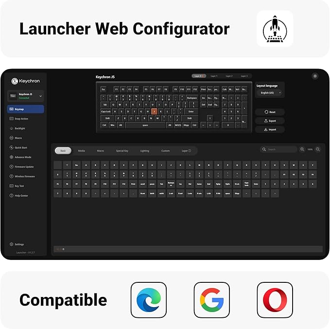 Keychron KJ5 Wireless Custom Mechanical Keyboard, 2.4 GHz Bluetooth QMK Full-Size Layout RGB, Hot-swappable Banana Switch Compatible with Mac Windows Linux, for Gaming Office - Black