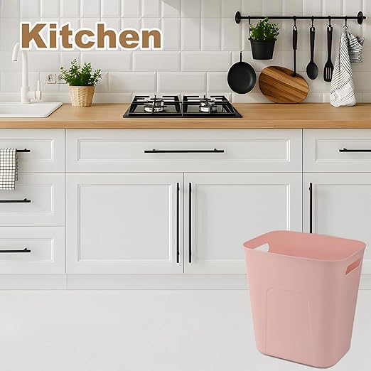 UUJOLY Small Bathroom Trash Can with Trash Bag Wastebasket Garbage Can for Bathrooms, Laundry Room, Kitchens, Offices, Kids Rooms, Dorms, 3.5 Gallons, 3 Pack (Pink+Blue+Beige)