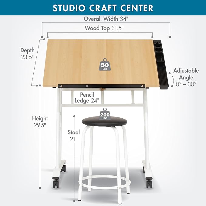Studio Designs 13240 Craft Center, White/Maple,34" W x 23.5" D x 37.5" H