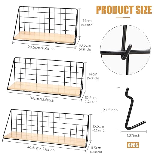 Coume Pegboard Shelves with Steel Pegboard Brackets and Hooks Tool Organizer Storage Tray Garage Basket Storage Display Accessories (Black)