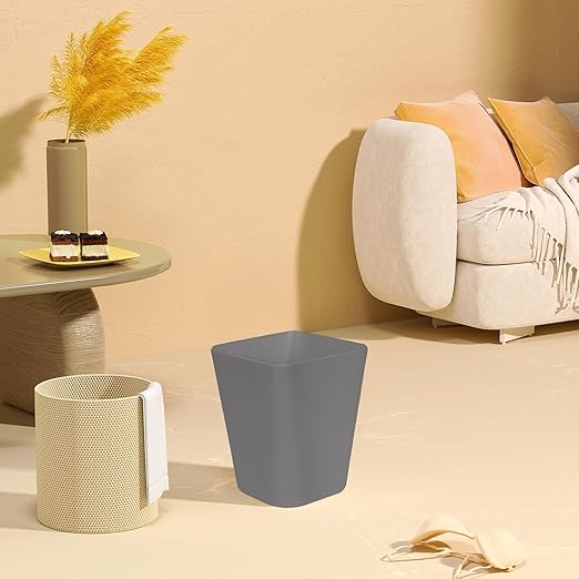 Small Trash Can - Plastic Waste basketbin - for Office,Home,Bathroom,Kitchen - 1.8 Gallon - Grey