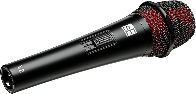 SE ELECTRONICS V2 Switch Dynamic Microphone for Singing, Speech, Instruments & Studio Recording - Supercardioid XLR Handheld Vocal Microphone with an On/Off Switch & Rugged All-Metal Housing