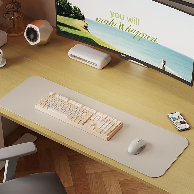 WALKINGDESK 55x24 Inches Height Adjustable Electric Standing Desk with 2 Hooks for Home Office, Ergonomic Sit Stand up Desk with Splice Board, Oak