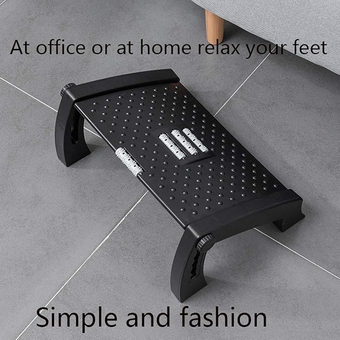 Foot Rest for Under Desk at Work Adjustable,Office Chair Foot Rest with Massage Surface and Roller,Pressure Relief for Comfort,6 Height Adjustable,Ergonomic Tilted Foot Stool for Home,Office