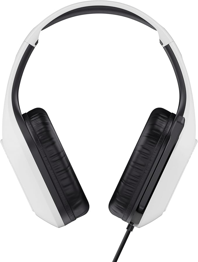 Trust Gaming GXT 415W Zirox Lightweight Gaming Headset with 50mm Drivers for PC, Xbox, PS4, PS5, Switch, Mobile, 3.5 mm Jack, 2m Cable, Foldaway Microphone, Over-Ear Wired Headphones - White