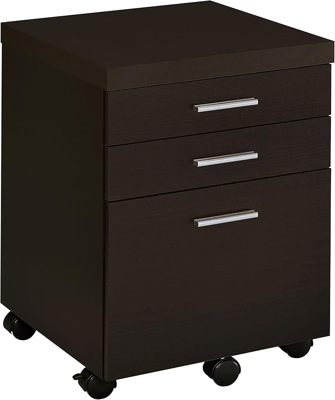 Coaster Home Furnishings - Skylar - Wood - L-Shaped Desk Set with Keyboard Tray, Mobile Filing Cabinet with Casters, Three Drawers - Transitional Style - Home Office - Cappuccino - 800891-S4