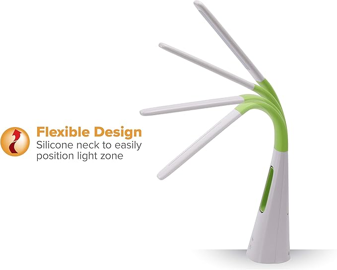PureOptics LED VLED1603LM Desk Lamp with Bladeless Fan, Dimmable, Adjustable Neck, Lime Green