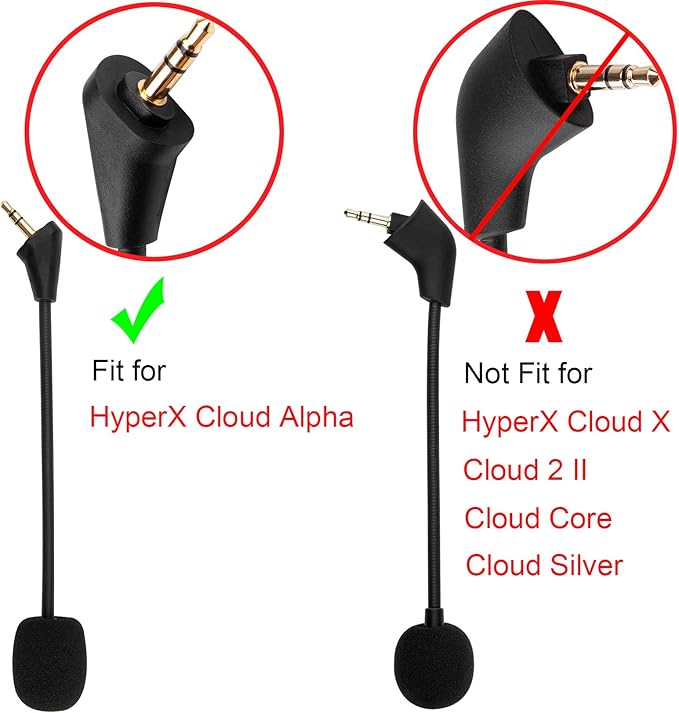 Game Mic Replacement for Kingston HyperX Cloud Alpha Gaming Headset, 3.5mm Headphone Microphone Boom