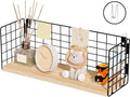 Floating Cubicle Shelf with Hooks, Paulownia Wood Desktop Organizer for Office Cubicle Decor, Desk Shelf for Top of Desk & Cute Cubicle Accessories for Work