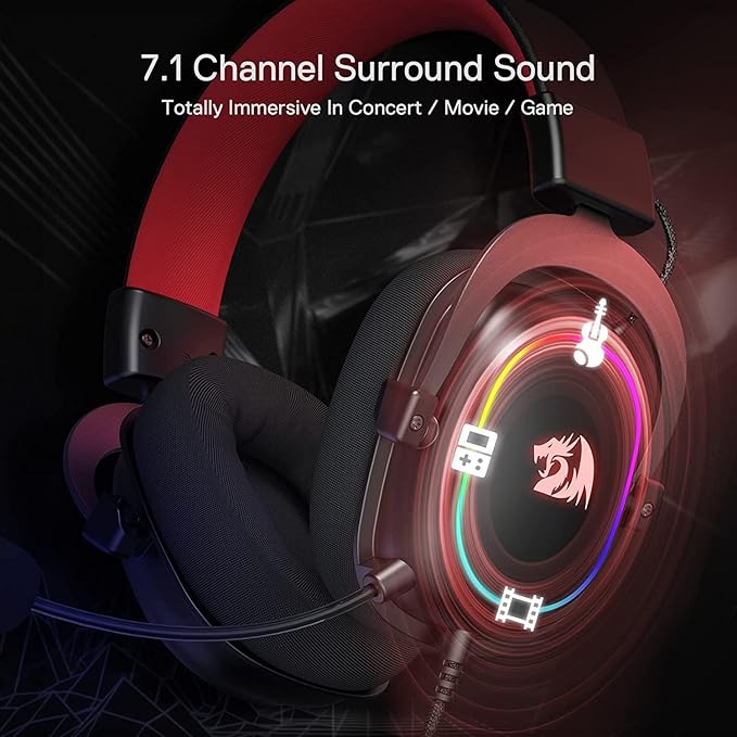 Redragon H510 Zeus-X RGB Wired Gaming Headset - 7.1 Surround Sound - 53MM Audio Drivers in Memory Foam Ear Pads w/Reliable Fabric Cover- Multi Platforms Headphone - USB Powered for PC/PS4/NS