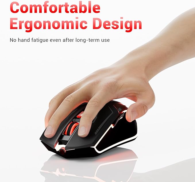 Gaming Mouse RGB, Wired Optical Mouse with 6 Programmable Buttons & 7 Backlit Modes, Wired Mouse for Computer and Laptop, USB Corded Mouse, Right or Left Hand Use - Black