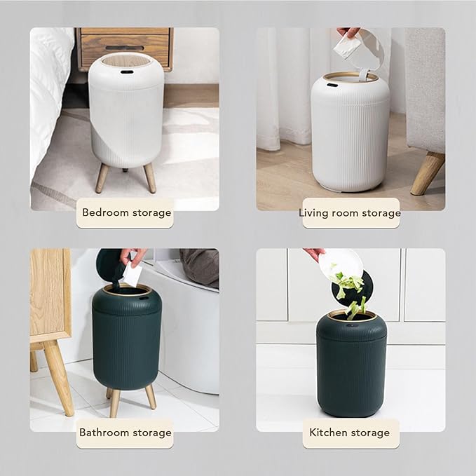 Aramox Motion Sensor Trash Can, 3 Gallon Smart Garbage Can Water Proof Touchless Trash Can Slim Small Trash Bin Compatible with Kitchen Bedroom (White)