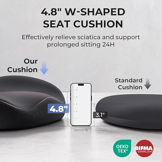Ergonomic Office Chair Mid Back with Integrated Lumbar Support, Adjustable Height, Thick Memory Foam Seat, Rocking Function, 90° Flip-up Armrests – Comfortable Desk Chair for Home Office