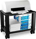 Home-Complete 2-Tier Office Desk Organizer Rolling Cart - Compact Portable Under-Desk Storage and Printer and Projector Stand with Wheels - 88 Lbs(Black)