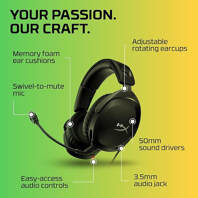 HyperX Cloud Stinger 2 – Gaming Headset, DTS Headphone:X Spatial Audio, Lightweight Over-Ear Headset with mic, Swivel-to-Mute Function, 50mm Drivers, PC Compatible, Black