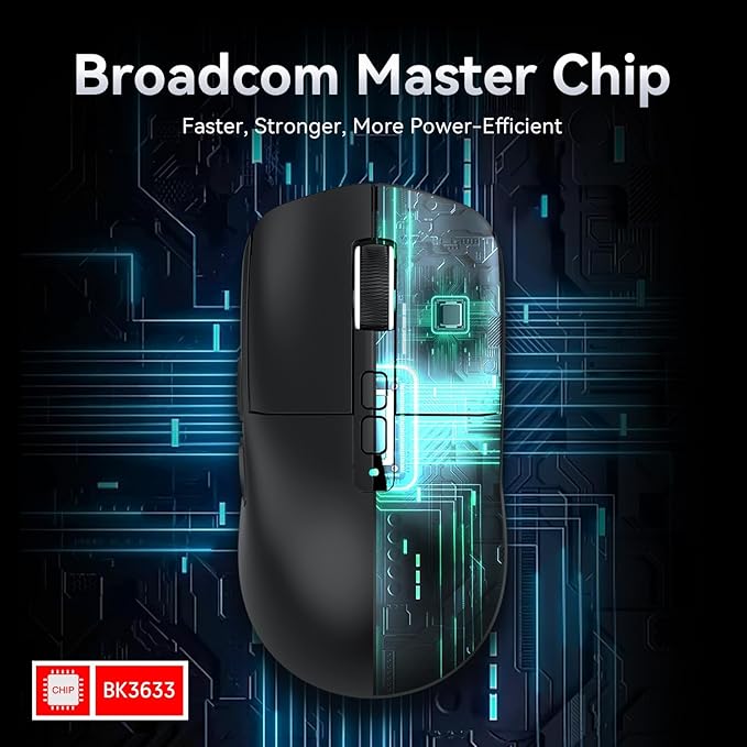 ATTACK SHARK X6 Lightweight Wireless Gaming Mouse with RGB Backlight Charging Base,Tri-Mode Wired/2.4GHz/BT5.2,26K DPI, PAW3395 Optical Sensor,HUANO Switch,5programmable Buttons,PC/Mac(Black)