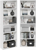 Furinno Jaya Book Shelf Set of 2, 6-Tier Bookshelf, Bookcase, 9.5 x 24.6 x 71, for Home Office, Living Room, White