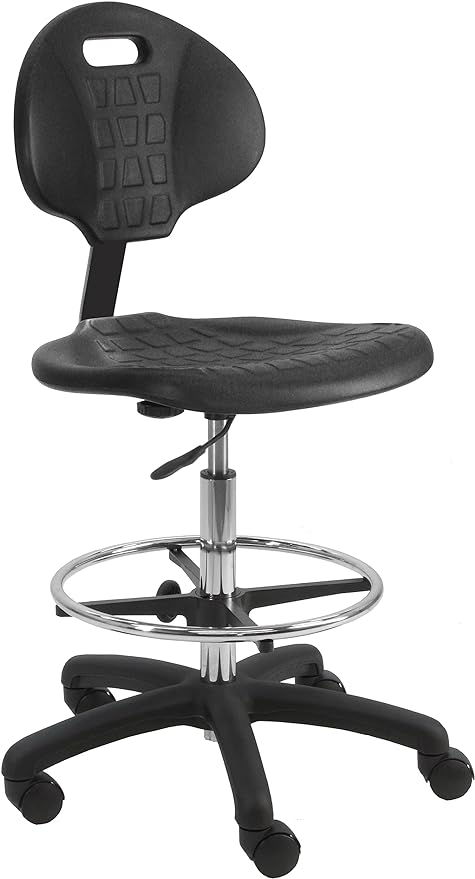 BenchPro Deluxe Polyurethane Chair With 18” Adjustable Footring and Heavy Nylon Base , 21"-31" Height Adjustment, 450 lbs Capacity