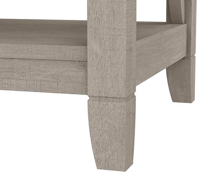 Bush Furniture Key West Small 2 Shelf Bookcase in Washed Gray, Compact Home Organizer, Vertical Storage Solution, Bookshelf for Office or Living Room