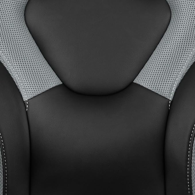 Flash Furniture Gaming Desk and Gray/Black Racing Chair Set/Cup Holder/Headphone Hook/Removable Mouse Pad Top - 2 Wire Management Holes