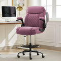 MAHOMICO Drafting Chair for Standing Desk – Tall Office Chair with Adjustable Height & Foot Ring, Flip-Up Arms, Lumbar Support – Comfortable Fabric Seat, Ideal Home Desk Chair